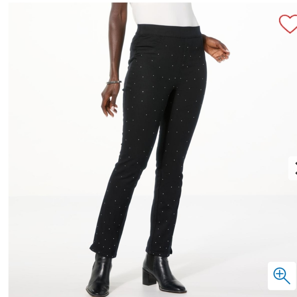 NWT Nina Leonard Rhinestone Slim Leg Pant